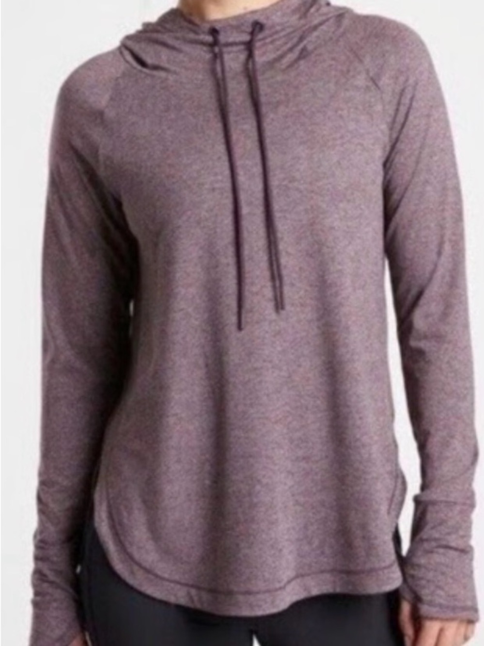 Athleta Uptempo Hoodie Sweatshirt Heathered Mauve Purple Medium EUC
